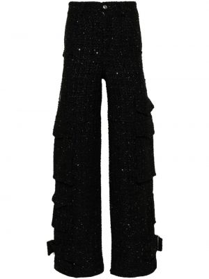 Pantaloni cu croială lejeră din tweed Gcds negru