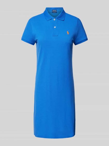 Pikowana sukienka mini Polo Ralph Lauren niebieska