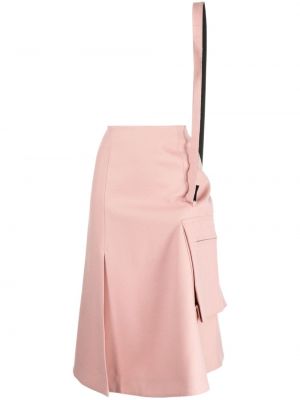 Vunena midi suknja Sacai ružičasta