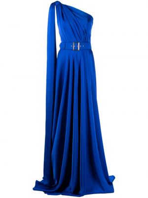 Satynowa sukienka wieczorowa asymetryczna Rhea Costa niebieska