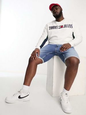 Белый свитшот с логотипом и полосками Tommy Jeans Big & Tall