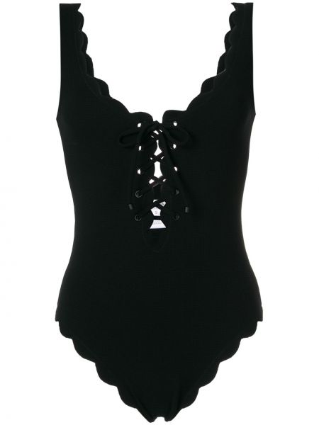 Čipkované šnurovacie plavky Marysia čierna