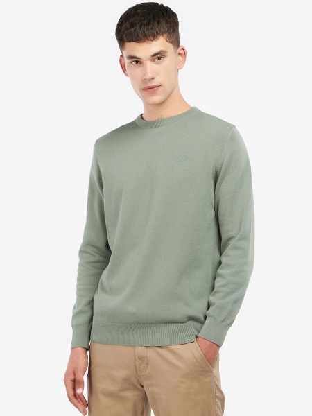 Jersey de algodón con escote v de tela jersey Barbour verde