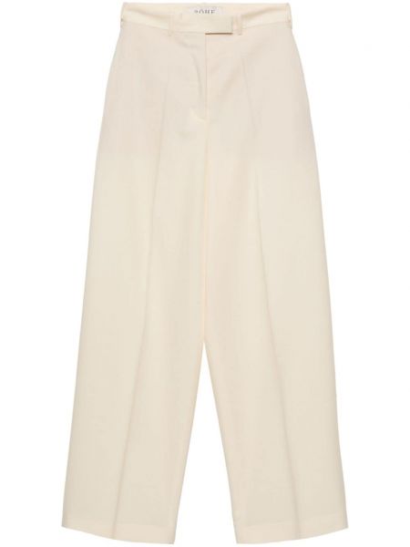 Vlněné rovné kalhoty Róhe bílé