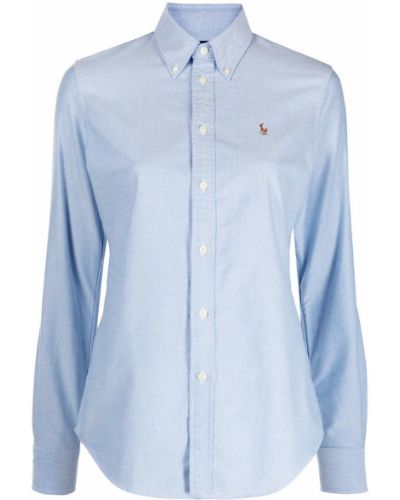 Оксфордская рубашка с вышивкой Polo Ralph Lauren, синяя