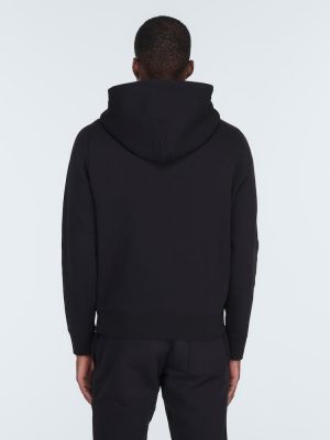 Pamučna hoodie s kapuljačom od jersey Moncler crna
