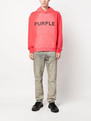 Bluza z kapturem bawełniana z nadrukiem Purple Brand