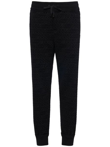 Pantalones de chándal de algodón de tela jersey Dolce & Gabbana negro