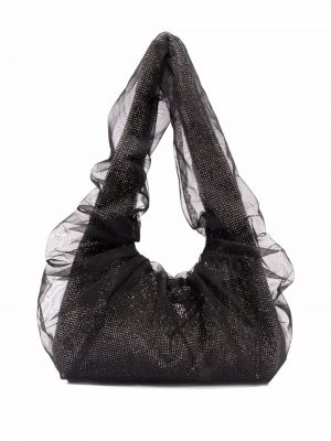 Kara sac cabas en mesh orné de cristal - Noir