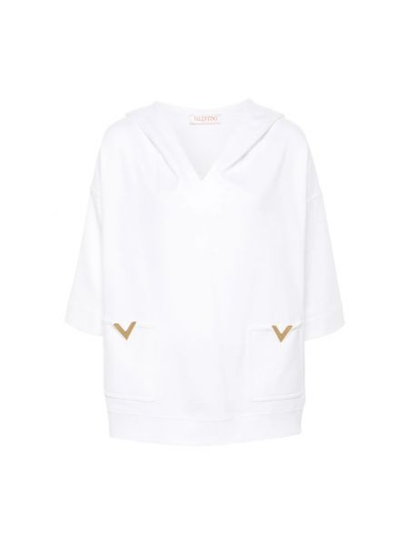 Bluza z kapturem z dekoltem w serek Valentino Garavani biała