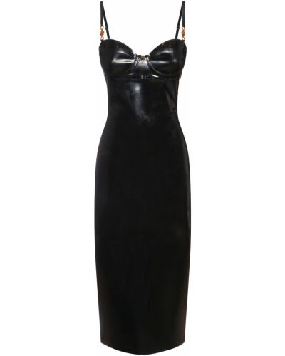 Приталене плаття міді латексне Versace, чорне