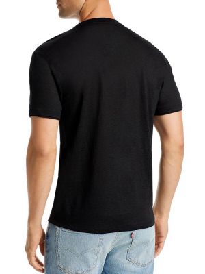 Льняная футболка слим с v-образным вырезом John Varvatos черная