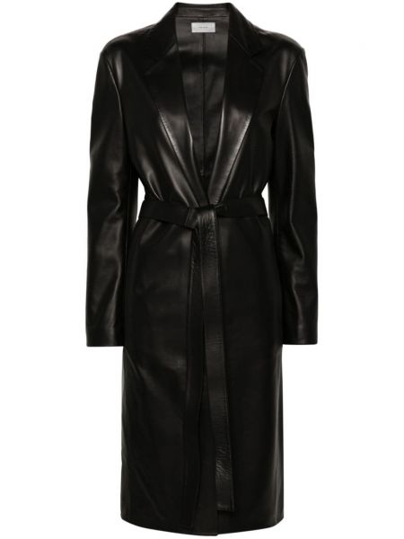 Long manteau en cuir The Row noir