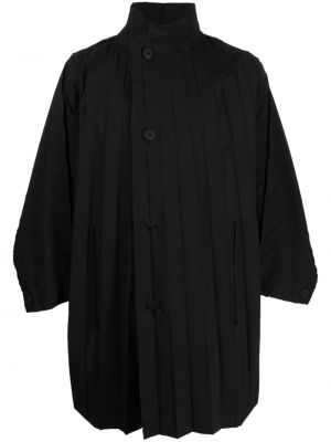 Mantel mit geknöpfter mit plisseefalten Homme Plissé Issey Miyake schwarz