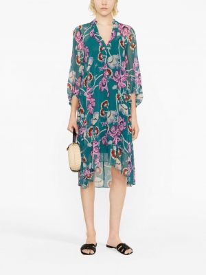 Květinové šifonové šaty s potiskem Dvf Diane Von Furstenberg zelené