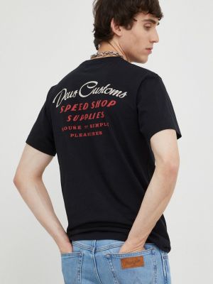 Bavlněné tričko s potiskem Deus Ex Machina černé