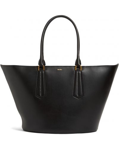 Δερμάτινη τσάντα shopper Max Mara μαύρο
