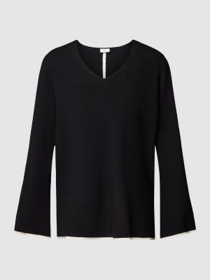 Dzianinowy sweter z dekoltem w serek S.oliver Black Label czarny
