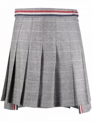 Kockovaná sukňa s vysokým pásom Thom Browne sivá