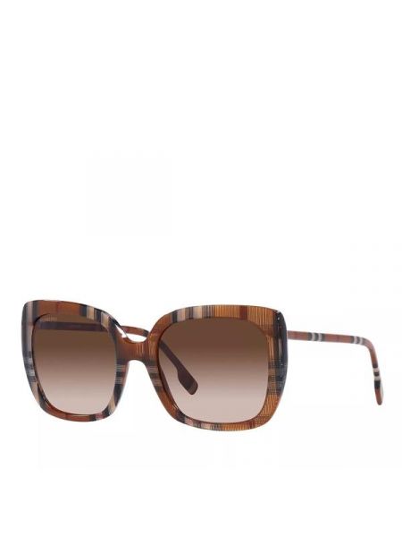 Клетчатые очки солнцезащитные Burberry коричневые