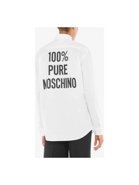 Camisa de algodón con estampado Moschino blanco