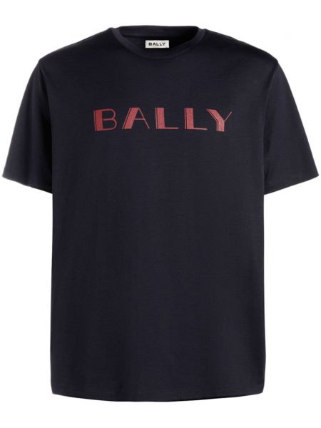 Raštuotas medvilninis marškinėliai Bally mėlyna
