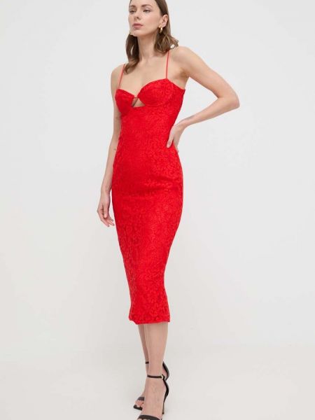 Uska midi haljina Bardot crvena