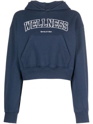 Kokvilnas kapučdžemperis ar apdruku Sporty & Rich zils