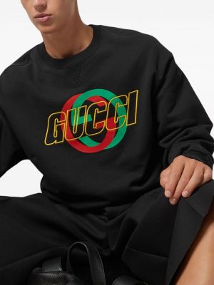 Medvilninis siuvinėtas džemperis Gucci juoda