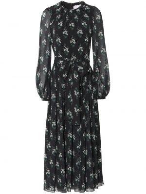 Midi haljina s cvjetnim printom s printom Carolina Herrera crna