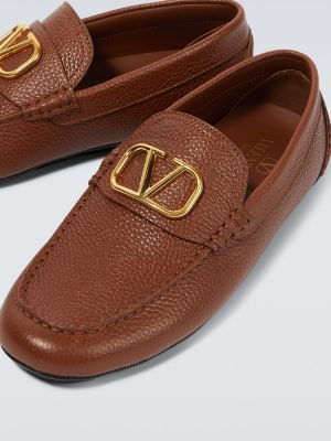 Kožené loafers Valentino Garavani hnědé