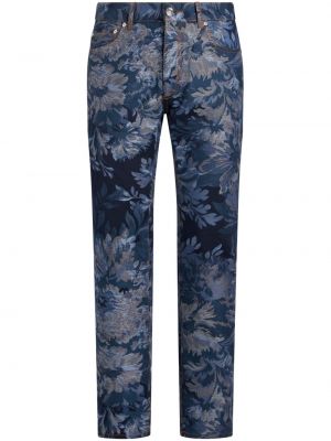 Proste jeansy w kwiatki żakardowe Etro niebieskie