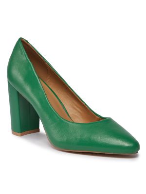 Полуотворени обувки с ток Lasocki зелено