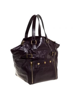 Retro leder shopper handtasche Yves Saint Laurent Vintage lila