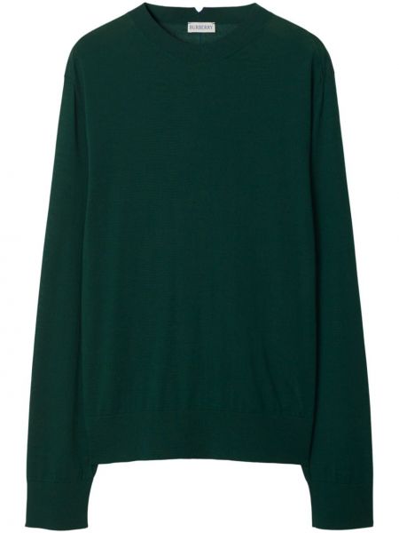 Sweter wełniany z okrągłym dekoltem Burberry zielony