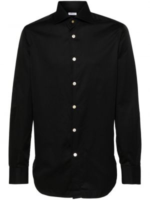 Βαμβακερό πουκάμισο Kiton μαύρο