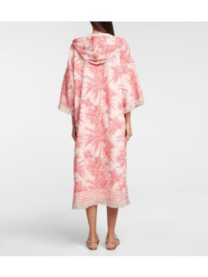 Robe mi-longue en coton à capuche Zimmermann rose