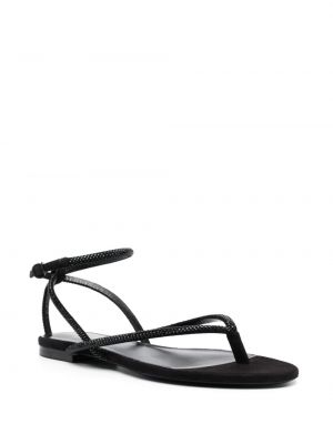 Kožené sandály bez podpatku Saint Laurent černé
