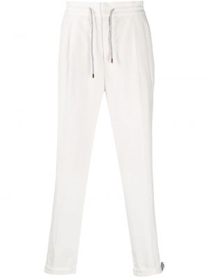 Relaxed ленени прав панталон Brunello Cucinelli бяло