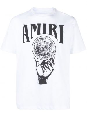 Памучна тениска с принт с кристали Amiri бяло