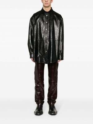 Kožený kabát Acne Studios černý