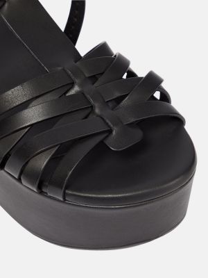 Sandały skórzane na platformie See By Chloã© czarne