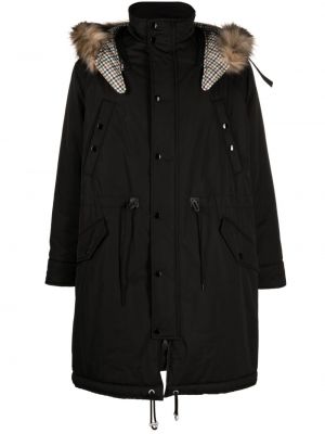 Manteau de fourrure à capuche Kenzo noir