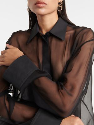 Šifonová hodvábna košeľa Valentino čierna