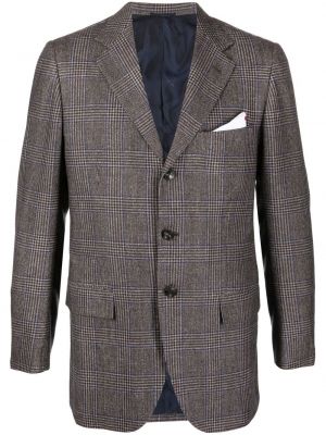 Sjekket lang blazer Kiton brun