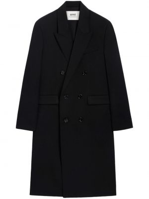 Vlnený kabát Ami Paris čierna