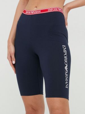 Emporio Armani Underwear pantaloni scurti femei, culoarea albastru marin, cu imprimeu, medium waist