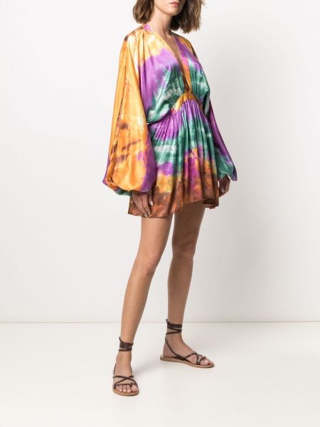 Batikované plisované šaty s potiskem Wandering fialové