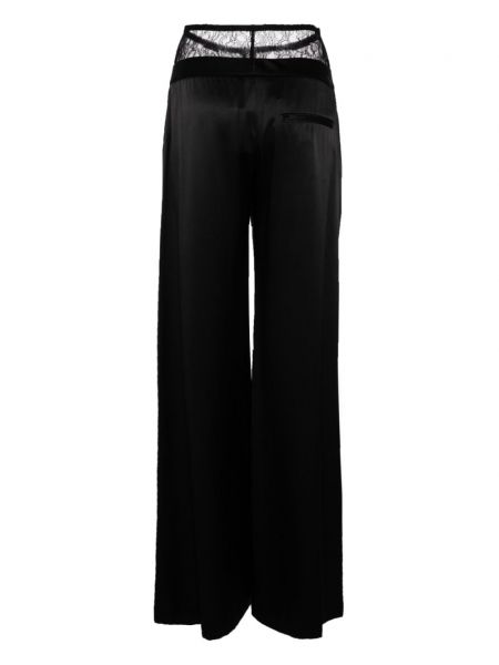 Jedwabne proste spodnie Kiki De Montparnasse czarne
