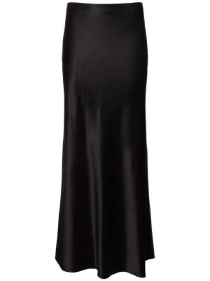 Falda larga de raso de crepé Saint Laurent negro